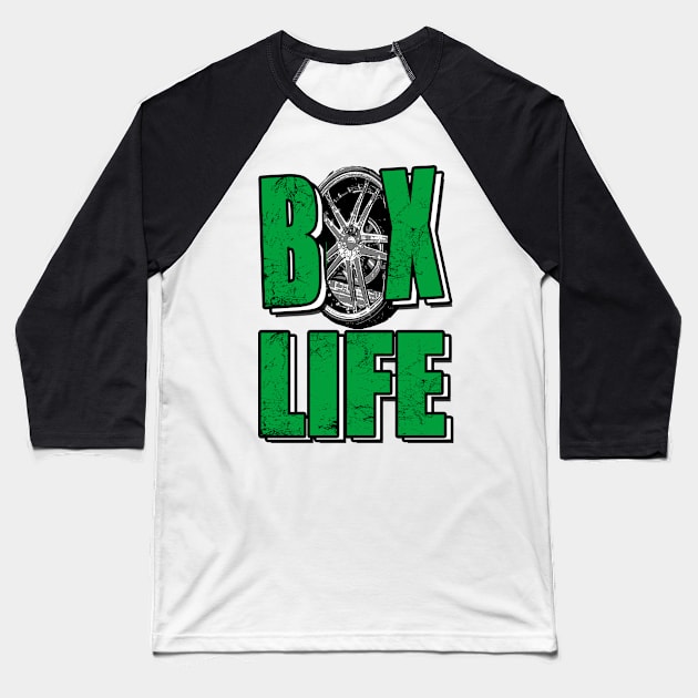 Box Life Green Baseball T-Shirt by Black Ice Design